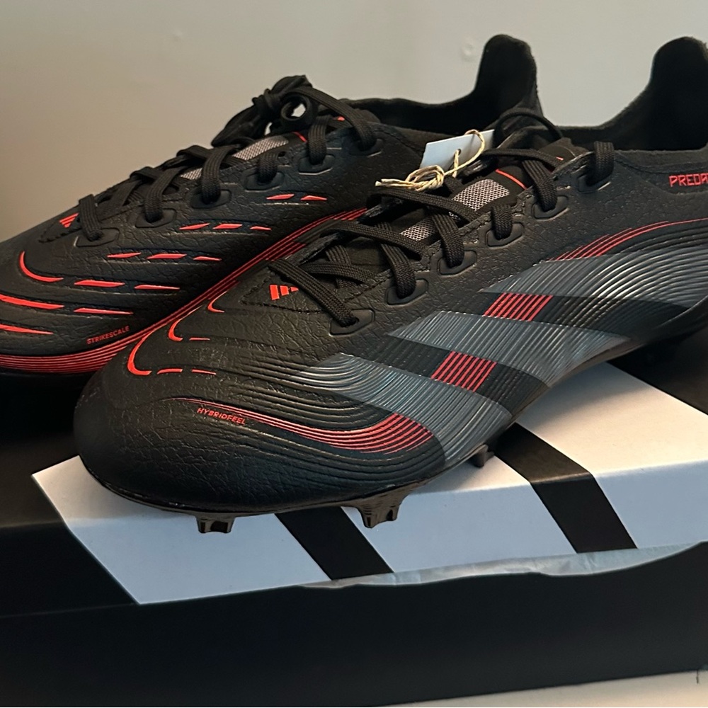Adidas Predator League Soccer Cleats Black Red FG MG ID1328 Men’s Size 9